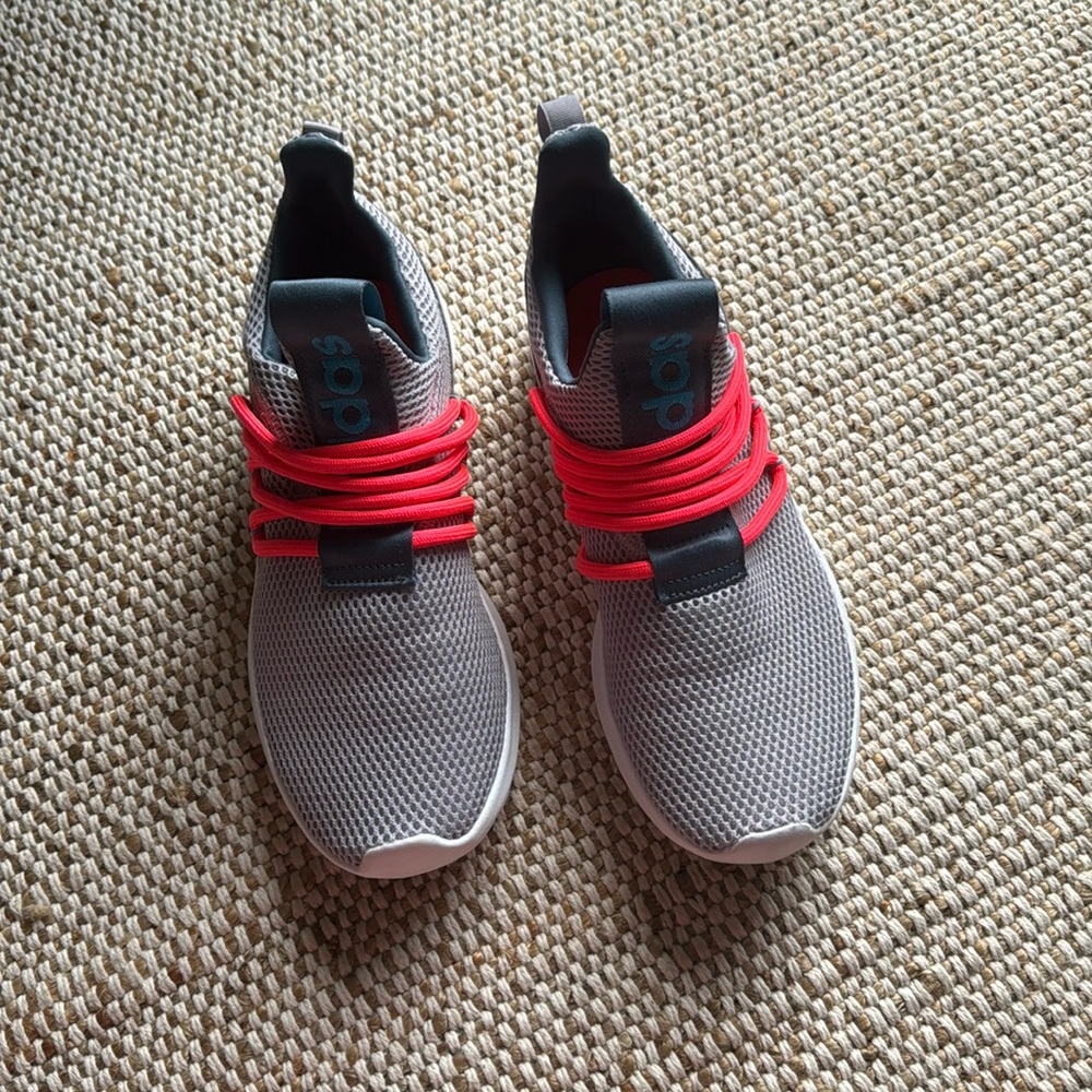 Adidas Cloud Foam Lite Racer coral and grey slip on sneakers - woman 8